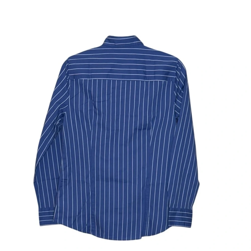 J. Crew Stretch Poplin Signature Stretch Button-Up Striped Blouse NWT S Blue